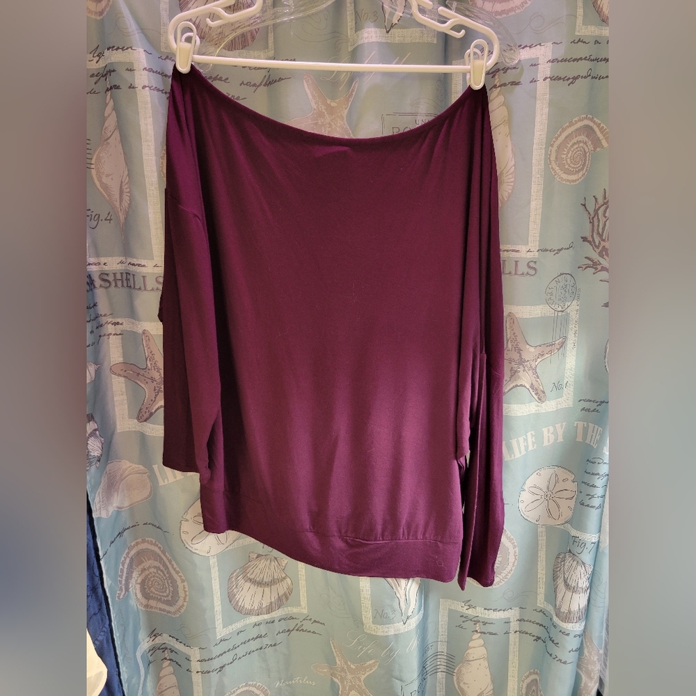 NWT Ava & Viv Asymetrical Women's XXL Deep Purple Super Soft Blouse